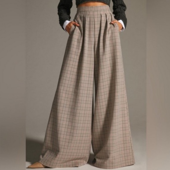 NWT Anthropologie Corey Lynn Calter Pleated Wide-Leg Plaid Trousers Pants Size S - Picture 6 of 16